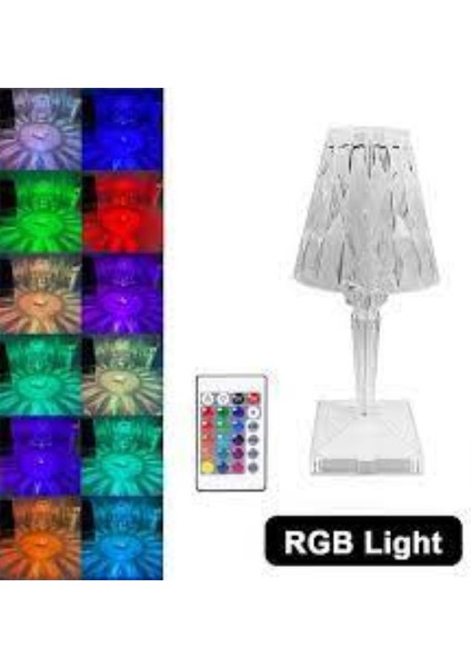 Crystal Palace Şarjlı Dokunmatik Sihirli Lamba Kristal Abajur Rgb Ledli Kumandalı LED Masa Gece Lambası 7 Renk 27 cm