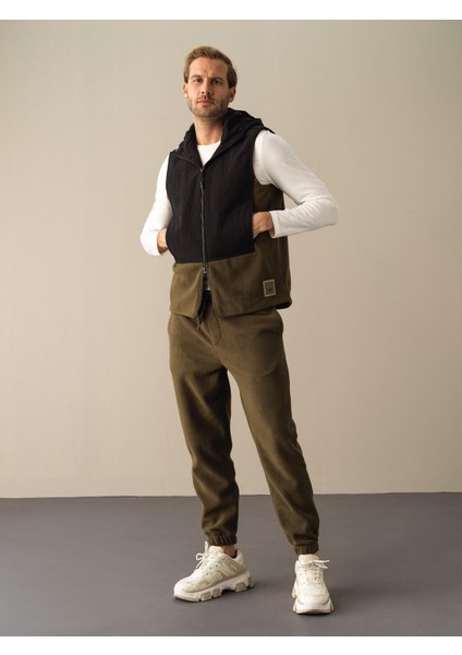 Erkek Haki Regular Fit Polar Yelek