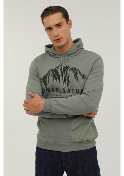 M-CG557 Nature Hoodie 2pr Haki Erkek Sweatshirt