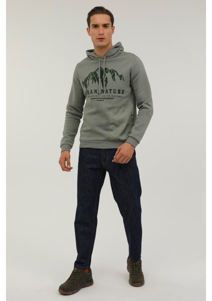 M-CG557 Nature Hoodie 2pr Haki Erkek Sweatshirt