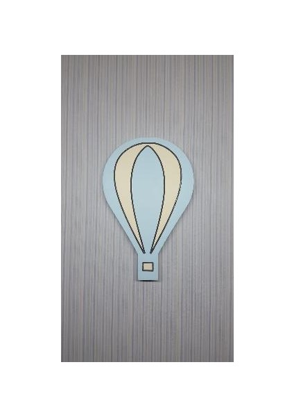 Çocuk Odası Dekoratif Ahşap Paraşüt ( Bebe Mavi + Beyaz ) Gece Lambası Ledli Aydınlatma