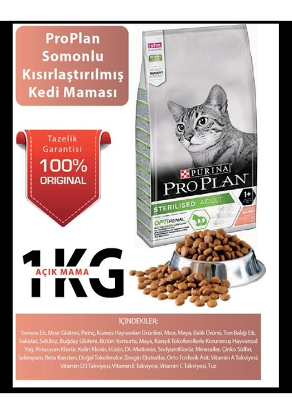 Pro Plan Sterilised Kisirlaştirilmiş Kediler Için Somonlu ve Ton Balikli Kedi Mamasi 1 kg fiyatları