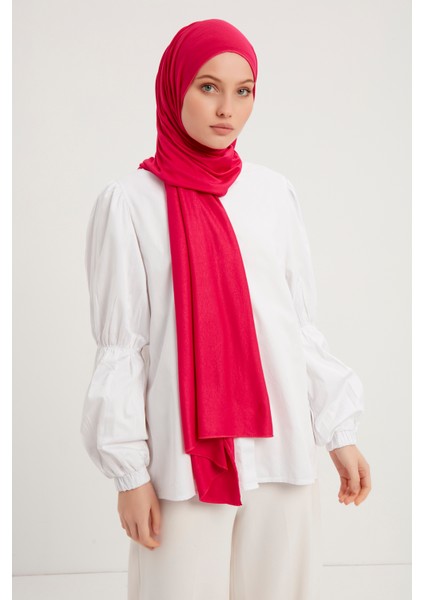 Likralı Penye Viskon Şal 70x180cm - Fuşya - ŞALESS