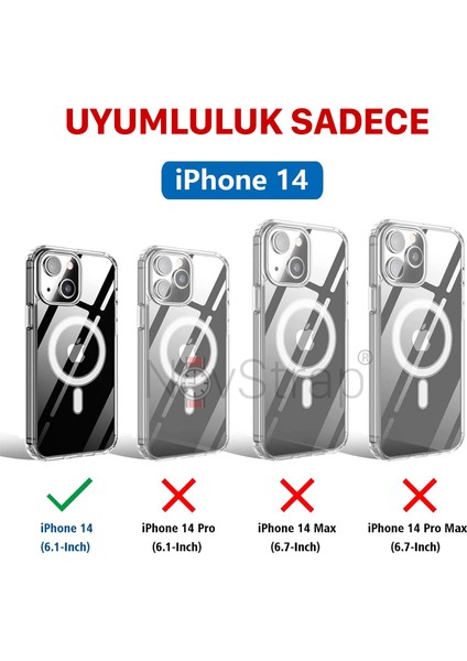 Apple iPhone 14 Uyumlu Kılıf 6.1 Inç Magsafe ile Uyumlu Deri Kılıf Içi Kumaş Kadife