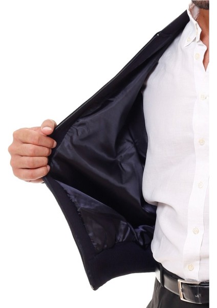 Astarlı Çelik Örme Casual Rahat Kalıp Hırka Mont Lacivert fırsatları