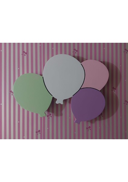 Çocuk Odası Dekoratif Ahşap 4 'lü Balon Gece Lambası Ledli Aydınlatma