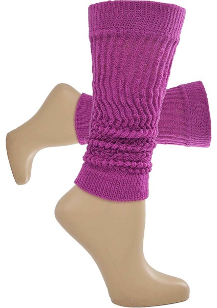 Flora Genç Kız Düz Renk Tozluk Aerobik Bot Çorap Mor