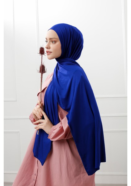 Likralı Penye Viskon Şal 70x180cm - Saks - ŞALESS