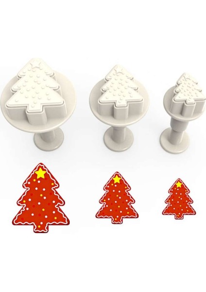 Noel Ağacı Basmalı (Enjektörlü) Kopat Kurabiye Kalıbı – 3'lü