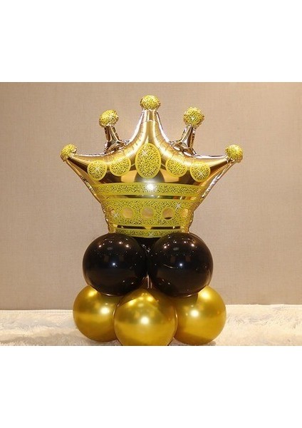 10 Adet/takım Gül Altın Kral Tacı Balon Seti