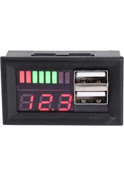 Kırmızı LED Ekran Dijital Voltmetre USB 5V 2A Çıkışlı DC12V