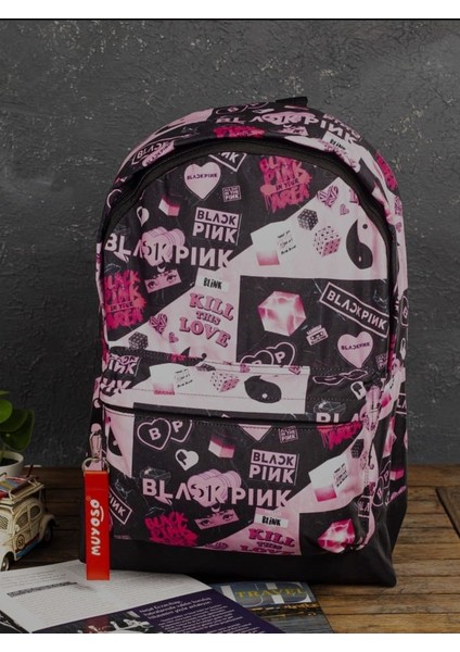 Black Pink Baskılı Okul ve Sırt Çantası
