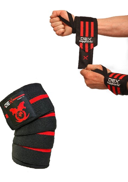 Fitness Ağırlık Destek Bilekliği ( Wrist Wraps ) + Diz Sargısı ( Knee Wraps )