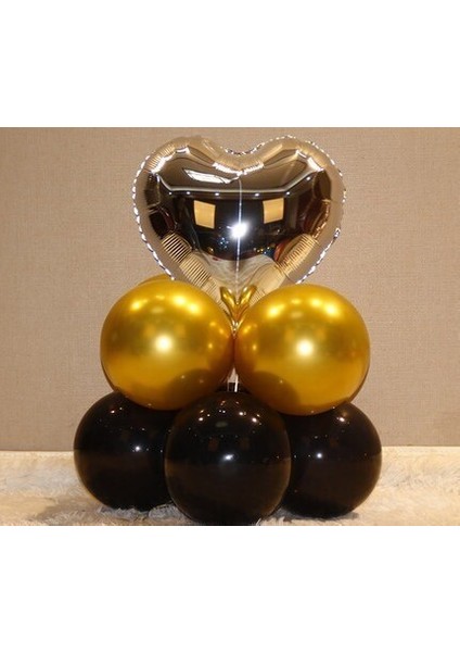 10 Adet/takım Gül Altın Gümüş Kalp Balon Seti