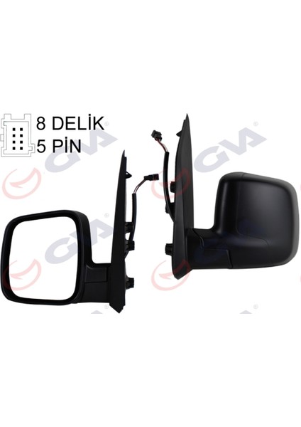 Diş Dikiz Aynasi Sol Fiorino-Bipper-Nemo 07 Elektrikli Isitmali Konveks 5 Fiş VM-6115EHL
