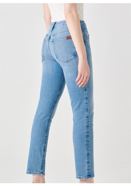 Normal Bel Ankle Paça Slim Fit Açık Indigo Kadın Denim Pantolon DTK326 Açık Indigo modelleri
