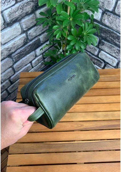Antik Yeşil Unisex Hakiki Deri El Çantası