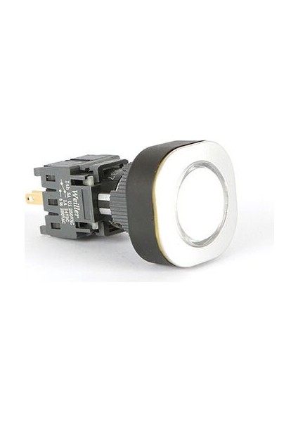 Ø16 mm - Ø22 mm Beyaz Kare Ledli Yaylı Buton 24VAC/DC 1no+1nc