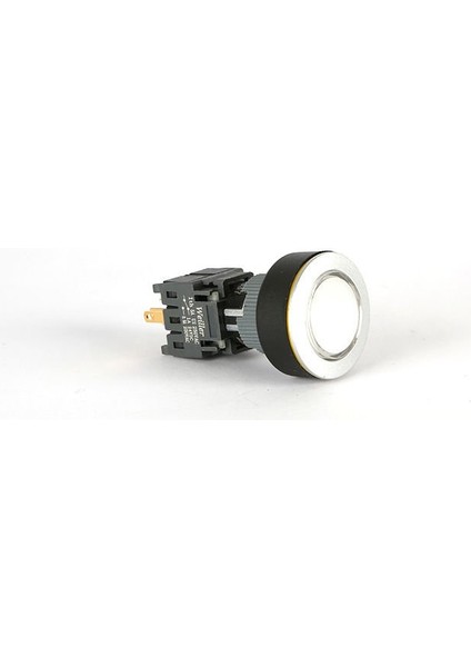 Ø16 mm - Ø22 mm Beyaz Yuvarlak Ledli Yaylı Buton 24VAC/DC 1no+1nc