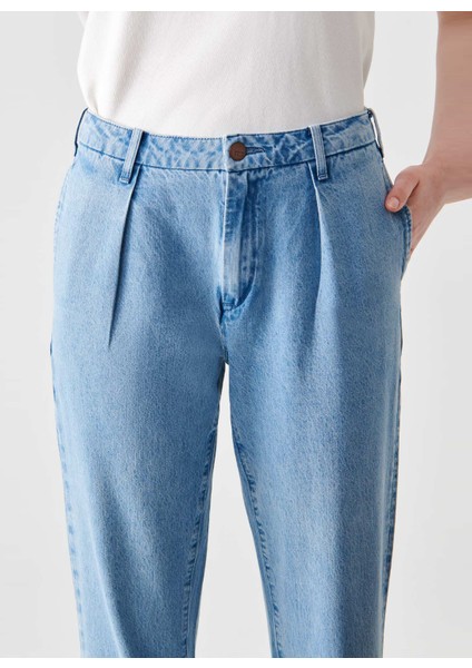 Normal Bel Ankle Paça Havuç Açık Indigo Kadın Denim Pantolon DTK329 Açık Indigo