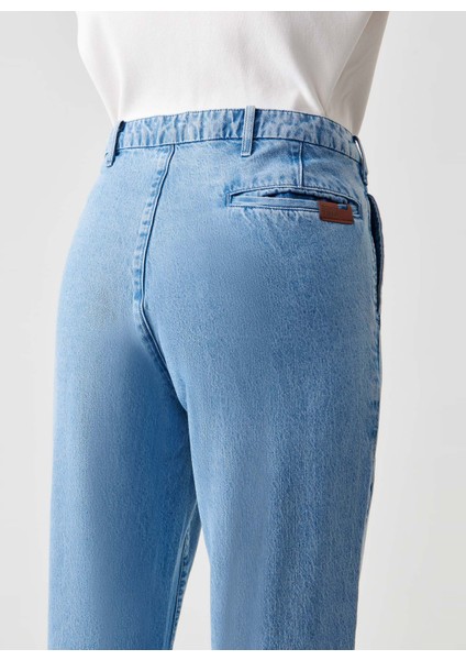 Normal Bel Ankle Paça Havuç Açık Indigo Kadın Denim Pantolon DTK329 Açık Indigo