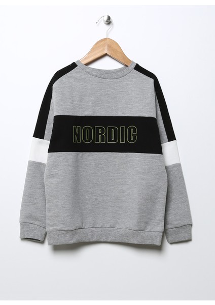 Sweatshirt, 6 Yaş, Gri Melanj