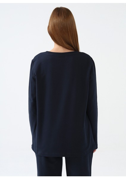 Bisiklet Yaka Lacivert Kadın Sweatshirt BALLY-SK022 fırsatları