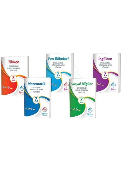 4 Adım 7. Sınıf Etkileşimli Konu Anlatım Föyleri Seti (5 Kitap) (Kampanyalı)