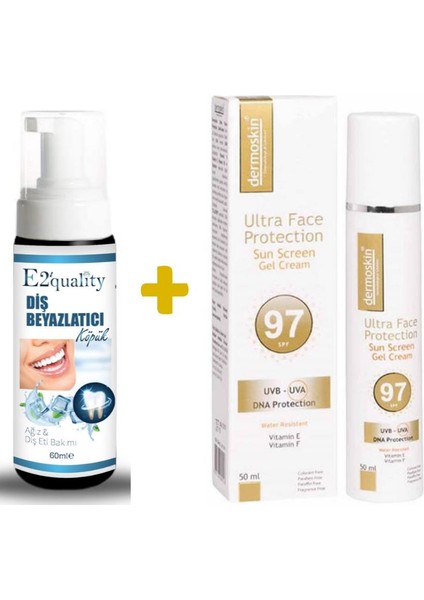 E2'Quality Diş Beyazlatıcı Köpük + Dermoskin Spf 97 Ultra Face Protection Sun Screen 50 Ml Güneş Koruyucu Jel Krem