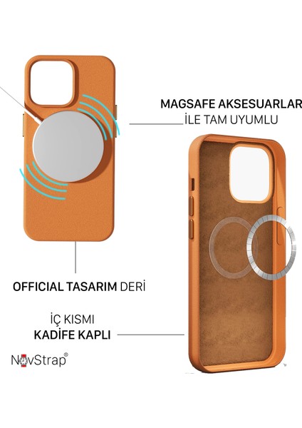 Apple iPhone 14 Pro Max Uyumlu Kılıf 6.7 Inç Magsafe ile Uyumlu Deri Kılıf Içi Kumaş Kadife