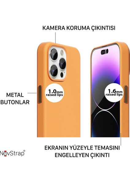Apple iPhone 14 Pro Max Uyumlu Kılıf 6.7 Inç Magsafe ile Uyumlu Deri Kılıf Içi Kumaş Kadife