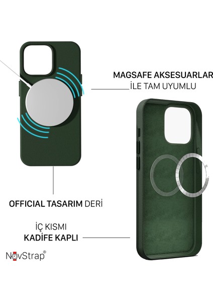 Apple iPhone 14 Pro Uyumlu Kılıf 6.1 Inç Magsafe ile Uyumlu Deri Kılıf Içi Kumaş Kadife