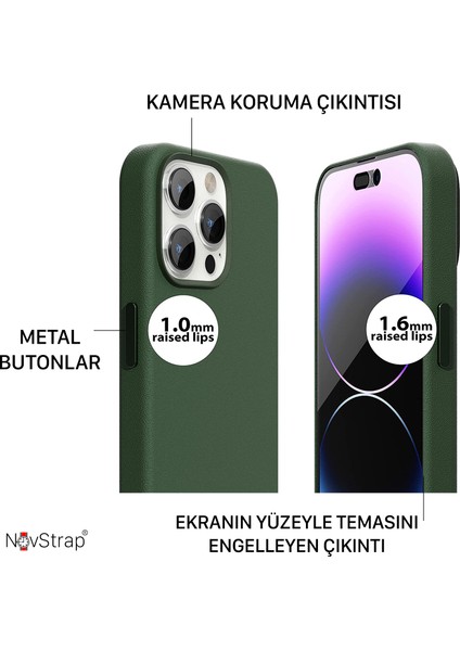 Apple iPhone 14 Pro Uyumlu Kılıf 6.1 Inç Magsafe ile Uyumlu Deri Kılıf Içi Kumaş Kadife