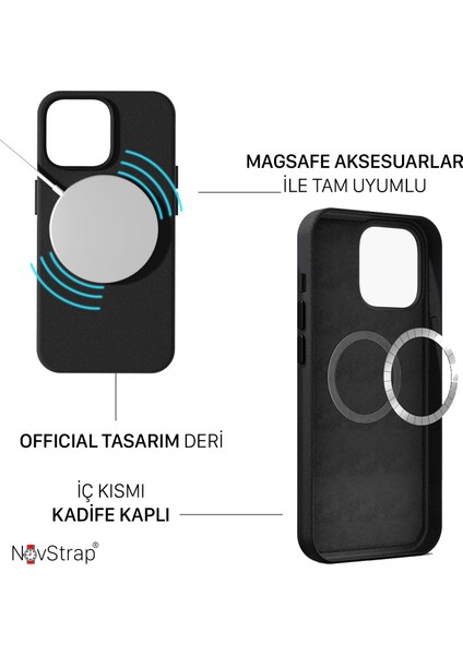 Apple iPhone 13 Pro Max Uyumlu Kılıf 6.7 Inç Magsafe ile Uyumlu Deri Kılıf Içi Kumaş Kadife