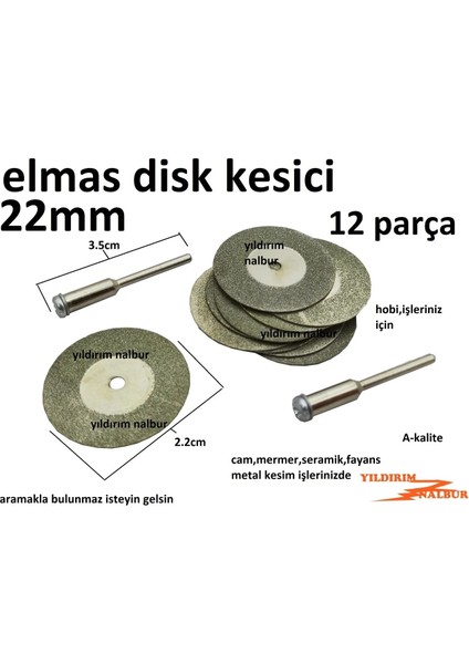 Elmas Disk Kesici 22MM Cam Fayans Kesici Taşlama Hobi Kesme