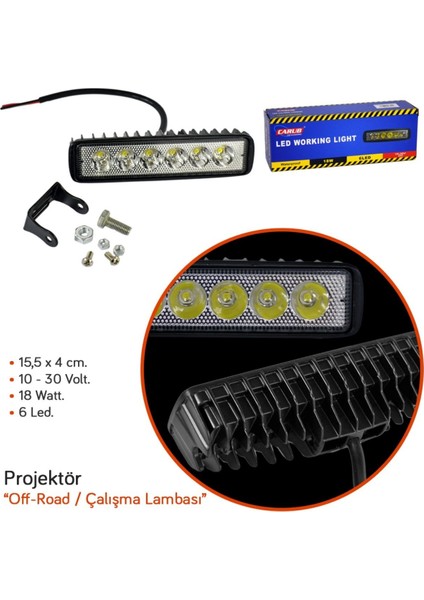 10-30V Projektör 6 Led SMD 18W 15,5x4 cm BR3056351