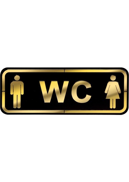Abs Lüx Çift Katlı Yönlendirme Levhası Siyah-Altın Bay-Bayan Wc