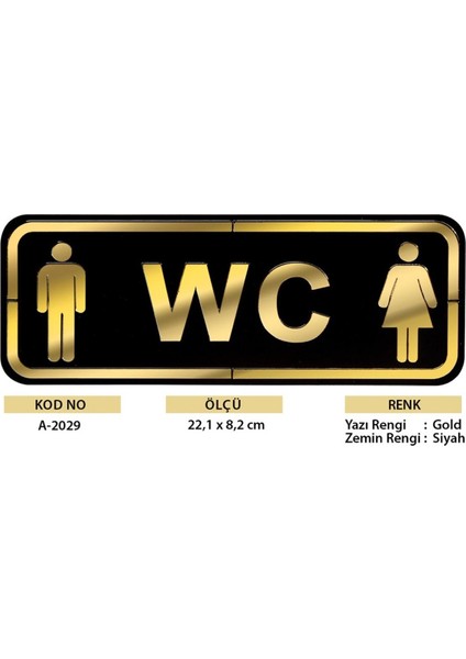 Abs Lüx Çift Katlı Yönlendirme Levhası Siyah-Altın Bay-Bayan Wc