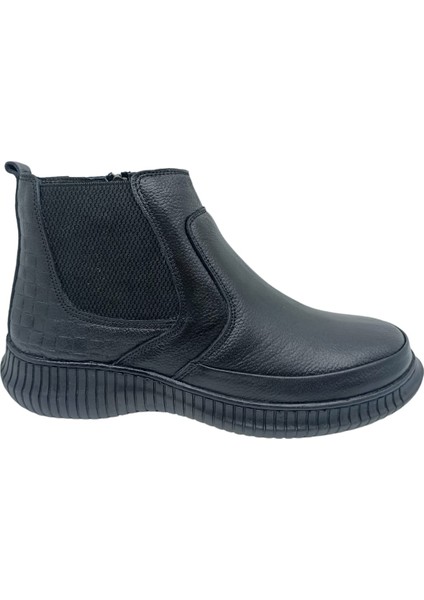 1850 Kadın Siyah Hakiki Deri Fermuarlı Bot