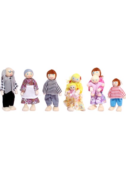 Ahşap Dollhouse Minyatür Bebekler Yeni Yürümeye Başlayan Çocuklar Için Erken Eğitim (Yurt Dışından)
