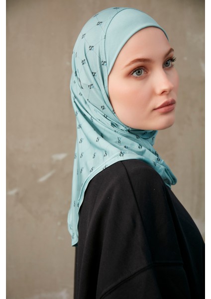 Monogram Desenli Bone Sport Pro Hijab - Yeşil