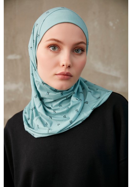 Monogram Desenli Bone Sport Pro Hijab - Yeşil