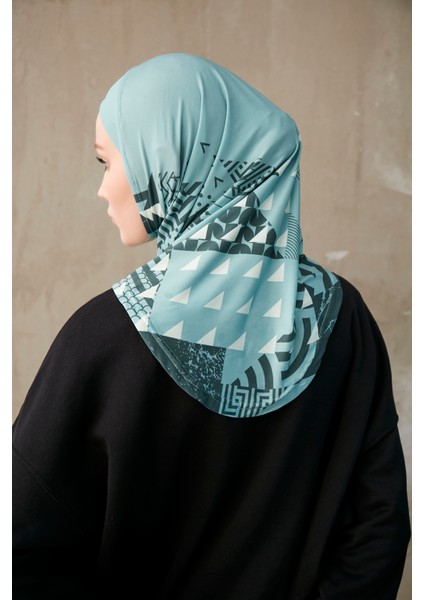 Geometrik Desenli Bone Sport Pro Hijab - Yeşil