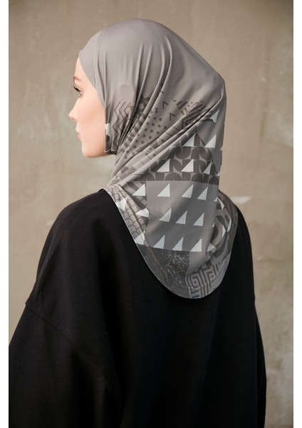 Geometrik Desenli Bone Sport Pro Hijab - Vizon