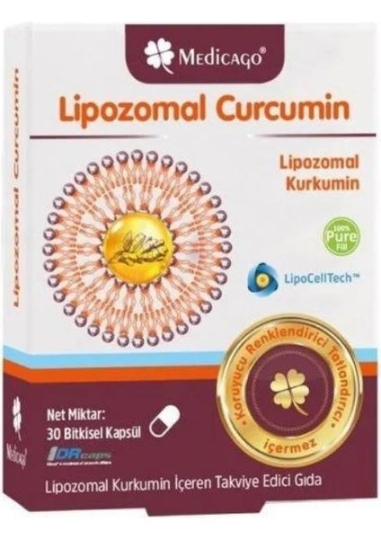 Medicago Lipozomal Kurkumin Içeren Takviye Edici Gıda 30 Bitkisel Kapsül