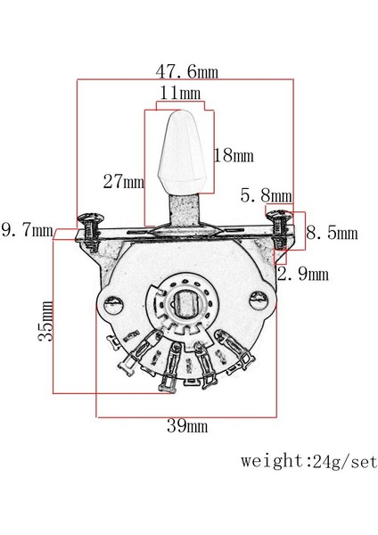 Bas Gitar İçin Siyah Sarı Beyaz Düğme İpuçları ile 5 Yollu Anahtar Geçiş (Yurt Dışından)