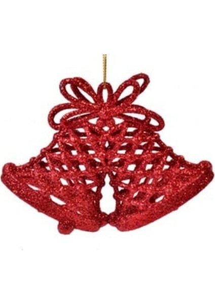 Yılbaşı Ağacı Kırmızı Çan Görünümlü Dekor Süs 11 cm 3 Adet