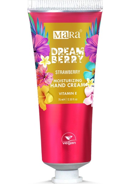 Dreamberry Nemlendirici El Kremi Çilek Aromalı Hızlı Emilim 75 ml Vegan Formül