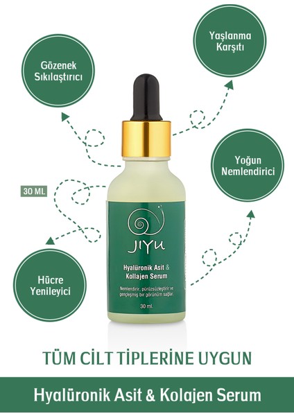 Jıyu Hyaluronic Acid (Hyalüronik Asit) & Collagen () Dolgunlaştırıcı Nemlendirici Cilt Serumu 30 ML.