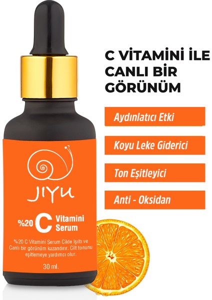 C Vitamini Aydınlatıcı ve Ton Eşitleyici Cilt Bakım Serumu 30 ml. (%20 Ascorbic Acid, Niacinamide, Hyaluronic Acid)